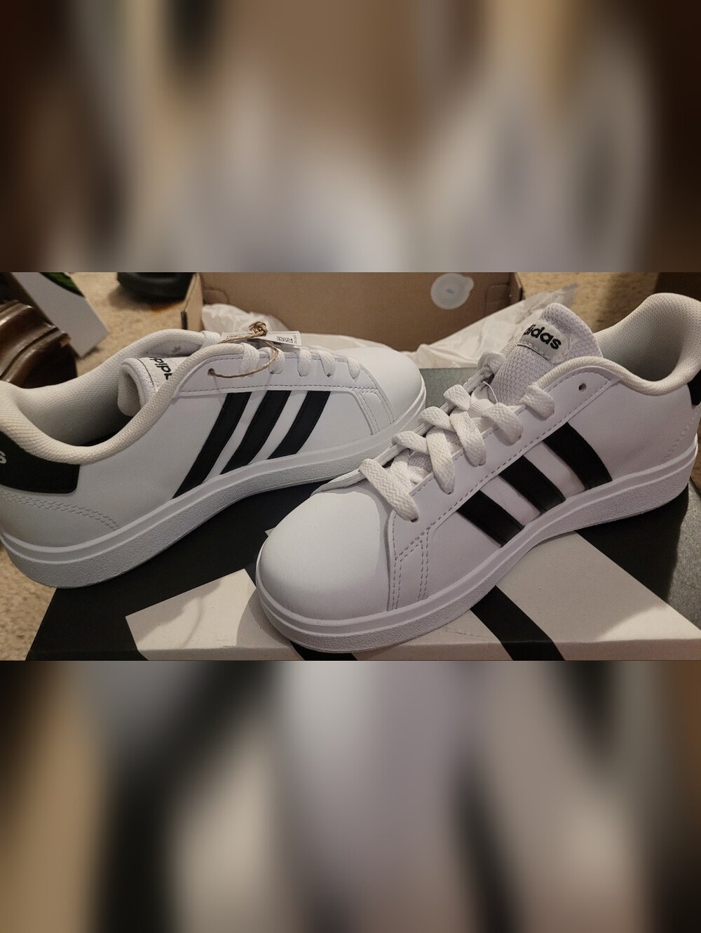 Adidas Grand Court White and Black Low-Top Sneakers